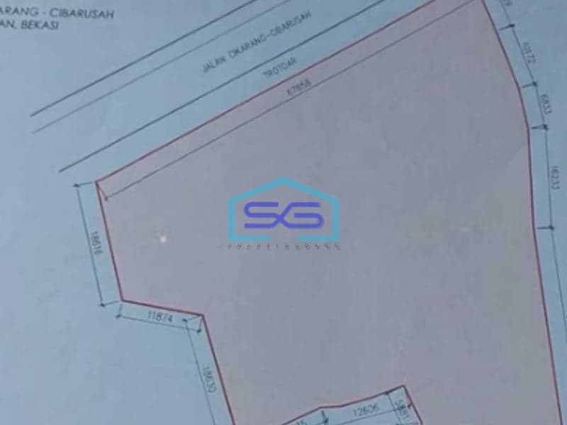 Dijual Tanah Luas Strategis  di Jl. Raya Cibarusah Cikarang Bekasi LT 3340m2