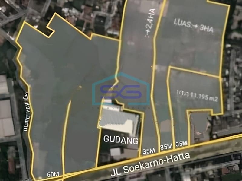 Dijual Tanah Jalan Soekarno Hatta Bandung LT 2,4 Ha