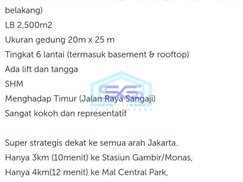 Dijual Cepat Gedung Untuk Gudang Jln Raya Petojo Jakarta Pusat