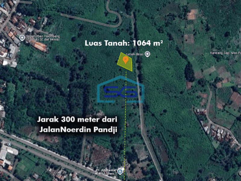 Dijual Tanah Strategis Dekat Bandara Jalan Noerdin Panji Palembang LT 1064m2