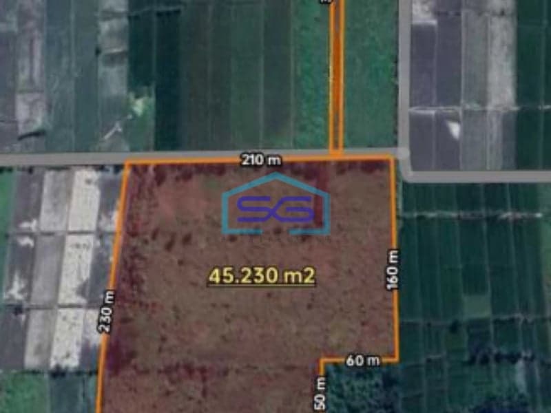 Dijual Tanah Zona Industri Lokasi Polanharjo Klaten Jawa Tengah Luas 45230m2