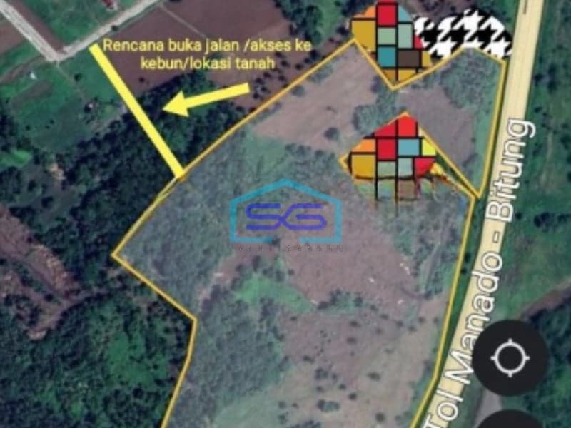 Dijual Tanah 3,4j Di Pinggir Jalan Raya Sawangan Manado DI Tombulu, Minahasa Luas Tanah (PxL)  34000 m²